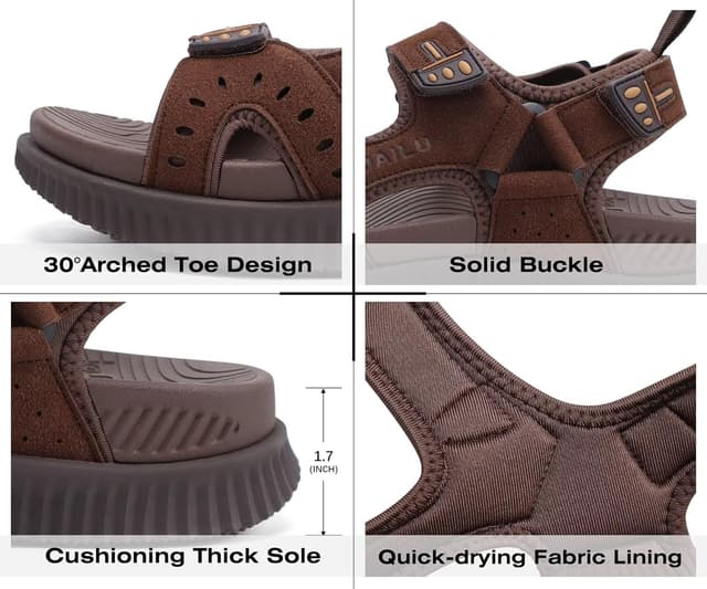 Detalle 2 de KuaiLu Herren Wandersandalen mit orthopädischem Recovery-Design (Gr. 40–48)