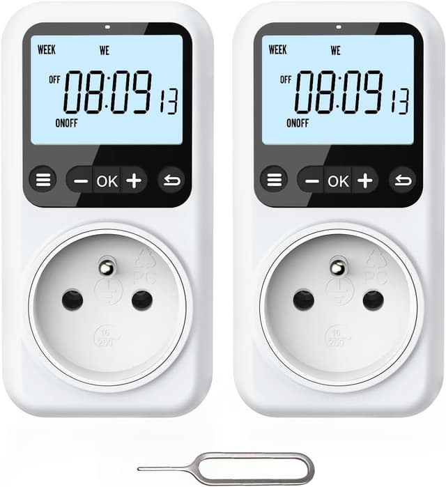 Detalle de Programmateur de prise électrique digital Voniobuy – écran LCD rétroéclairé et 18 programmes à la seconde