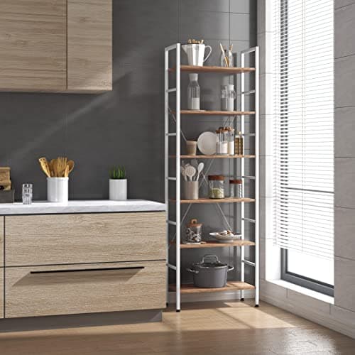 Thumbnail 4 de WOLTU Estantería Alta 6 Niveles Roble y Blanco 🪵