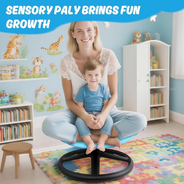 Thumbnail 6 de LGMCF Kids Sensory Spinning Chair (Blue) with Safety Handle and Non-Slip Design