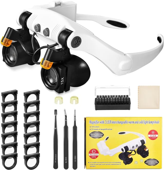 Detalle de Anpro occhiali ingrandimento professionali con lenti LED e fino a 25X