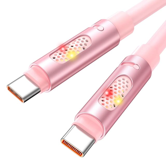 Detalle de RAVIAD USB‑C auf USB‑C Kabel 1 m (240 W) mit RGB-Licht – für PD 3.1 und QC 3.0