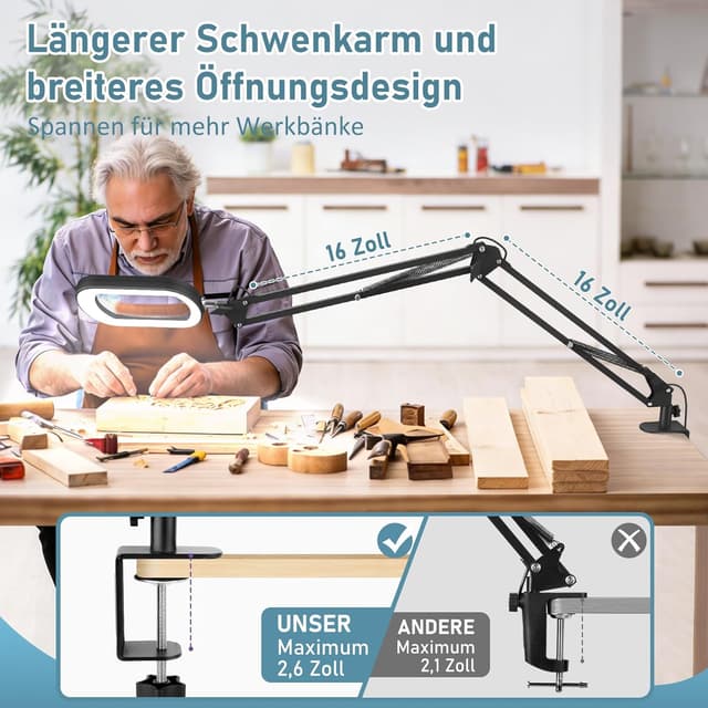 Detalle de Veemagni loupe rectangulaire 10X avec lumière et pince