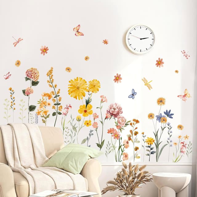 Thumbnail 1 de HPNIUB Wandaufkleber Gelbe Blume Wandtattoo