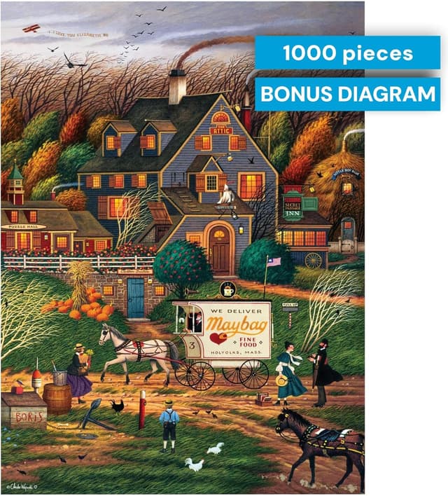 Detalle de Buffalo Games Charles Wysocki Secret Passage Inn 1000-Piece Jigsaw Puzzle