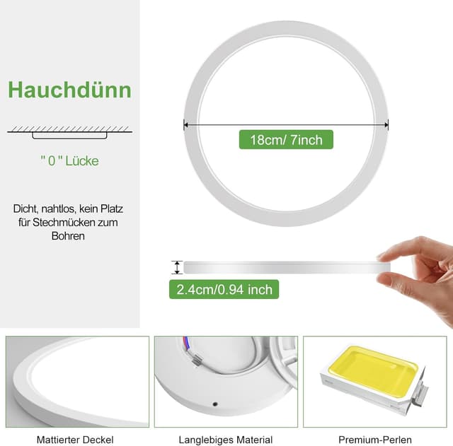 Detalle 2 de Zemty Deckenleuchte 15 W 18 cm LED