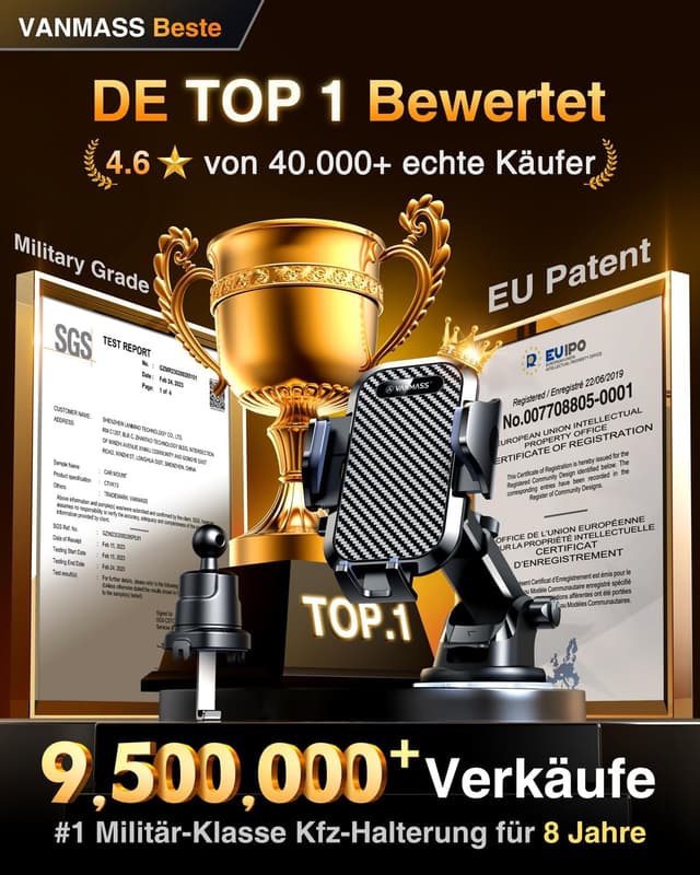 Thumbnail 1 de VANMASS 2026 Handyhalterung Auto 4‑in‑1 360° Drehbar