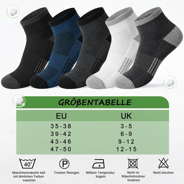 Detalle 2 de Quoboquo Socquettes homme en coton respirantes et rembourrées, avec compression légère (pack 1 ou 6 paires) Tailles 39-46