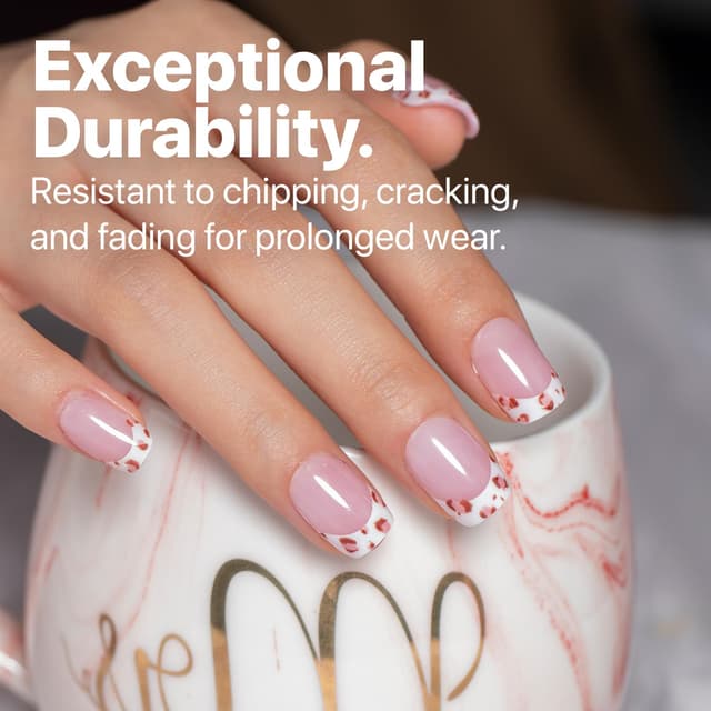 Detalle de SXC Cosmetics French Tip Press On Nails Pink Series (XS Square X-Pro Tips Starter Kit)