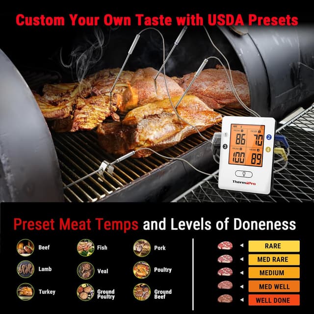 Detalle 1 de ThermoPro TP25 Bluetooth meat thermometer with 4 probes