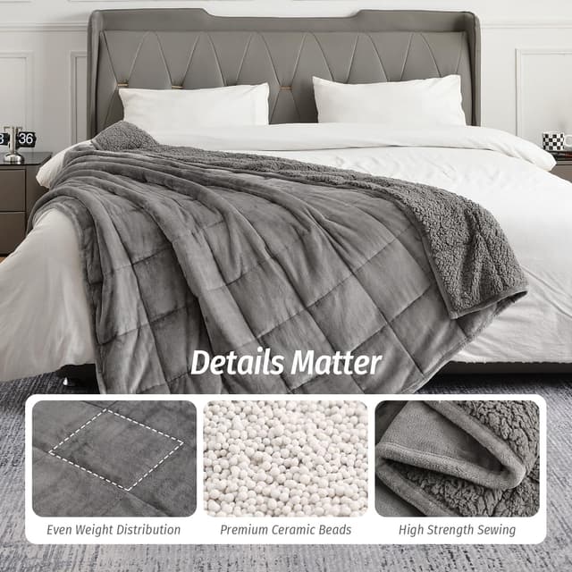 Thumbnail 4 de Wemore Sherpa Fleece Weighted Blanket 15 lbs