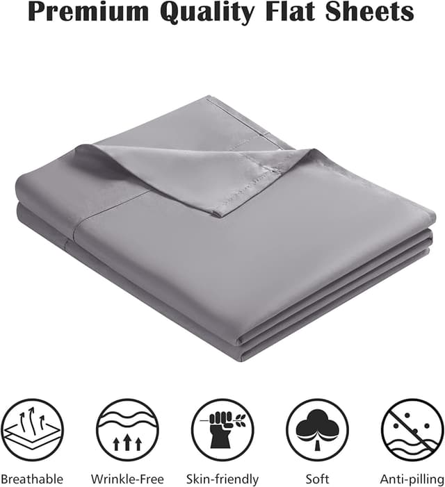 Detalle de Yorkshire Bedding Single Flat Sheet in 100% Egyptian Cotton (200 Thread Count) – Grey