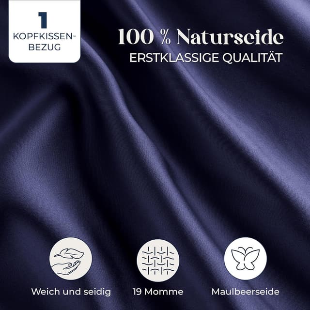 Detalle 2 de DREAMZIE Seidenkissenbezug 40x60 cm (19 Momme) für Haar & Haut – Flieder, 1 Stück