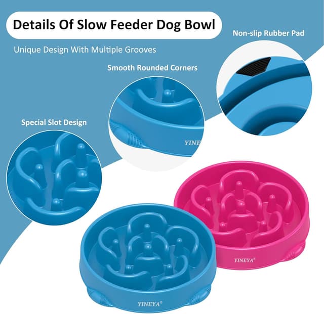 Detalle 2 de YINEYA Slow Feeder Dog Bowl (Interactive, Anti-bloat) with Non-slip Base