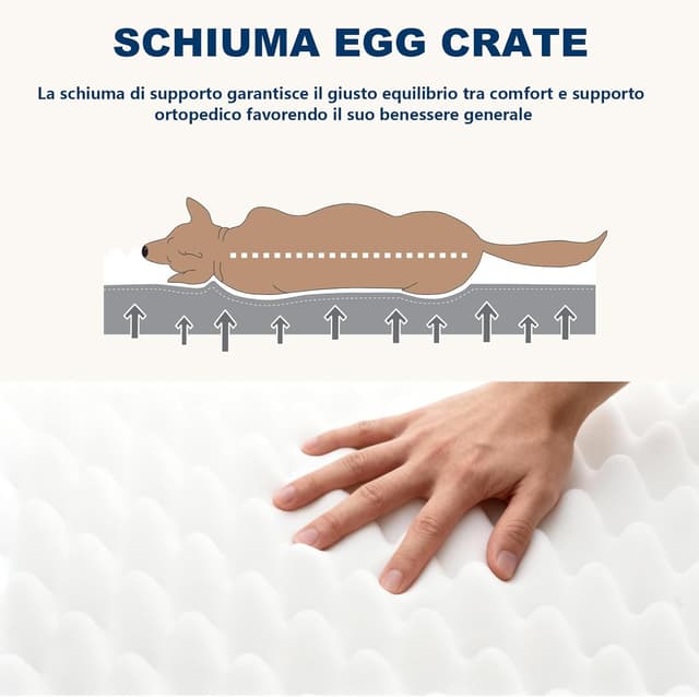 Detalle de WAVVE Cuccia Cane Grande ortopedica 91x69x7,6 cm con copertura impermeabile estraibile e lavabile