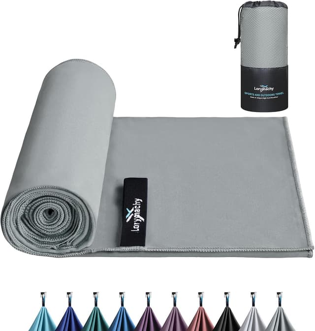 Detalle de Brooklyn Grey Microfibre Towel 90×180cm