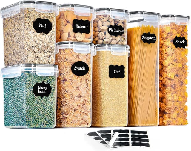 Detalle de GoMaihe Vorratsdosen 8er-Set (2,8/2,0/1,4/0,8 l) luftdicht mit Deckel für Küche & Tierfutter