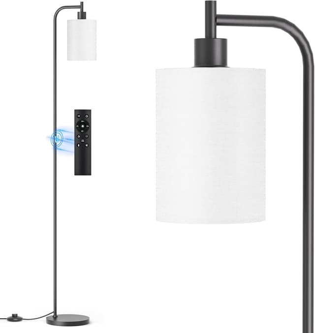 Detalle de SIBRILLE Dimmable Floor Lamp with Linen Shade, Remote Control & 3 Colour Temperatures (9W LED included)