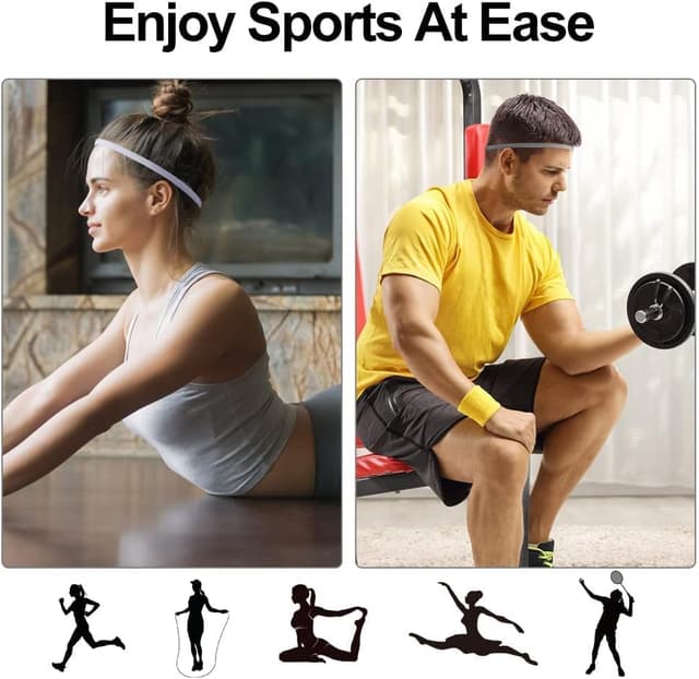 Detalle 2 de URAQT Sport Fascia per capelli antiscivolo elastica (set da 9, unisex) per sport, yoga e jogging