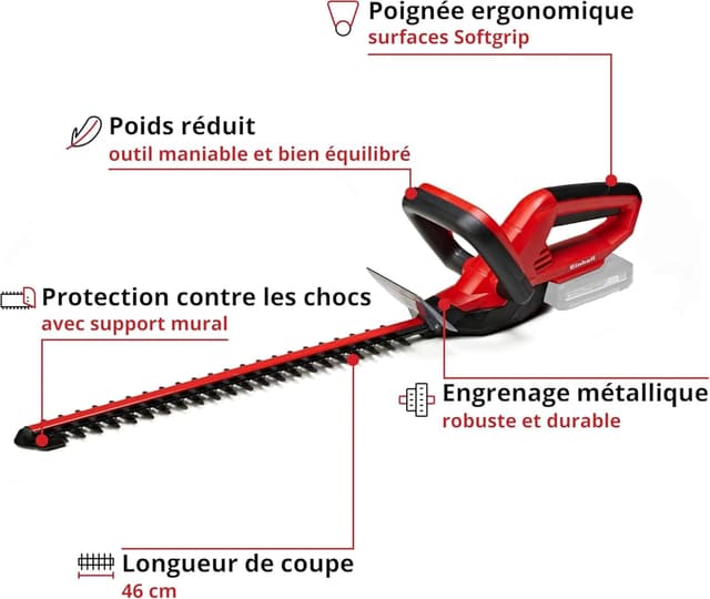 Thumbnail 3 de Einhell GE-CH 1846 Li taille-haies sans fil 18V, 46 cm
