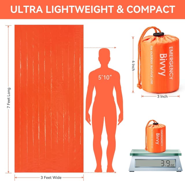 Detalle de Esky Esky Couverture de Survie – sac de couchage d’urgence thermique imperméable avec boussole