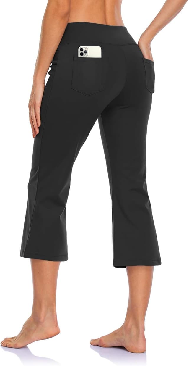 Detalle de MOVE BEYOND Butterweiche Damen Bootcut Yogahose mit Bauchkontrolle und 4 Taschen