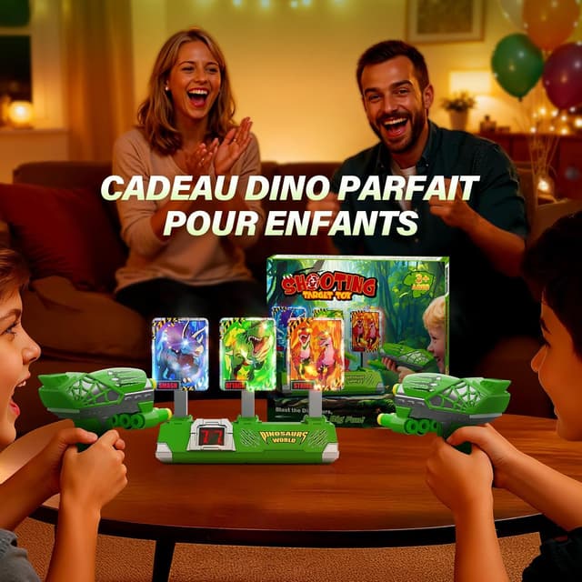 Thumbnail 6 de Dinosaure Jouet Pistolet avec Cibles Lumineuses 10 fléchettes