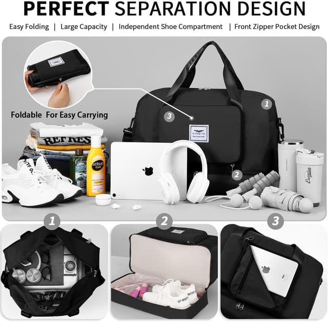 Detalle de Fioretto women’s foldable weekend bag with wet pocket and shoe compartment (45L)