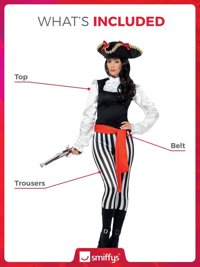 Detalle 2 de Smiffys Damen Piraten Lady Kostüm 40-42 🎭