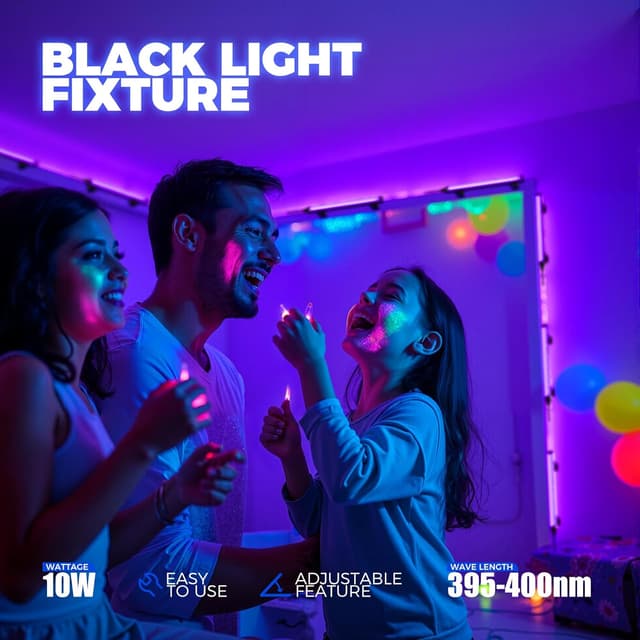 Detalle de Barrina Schwarzlicht-LED-Strip 10W, 28 cm (USB) – verstellbare UV-Blacklight-Lampe, 2er-Set