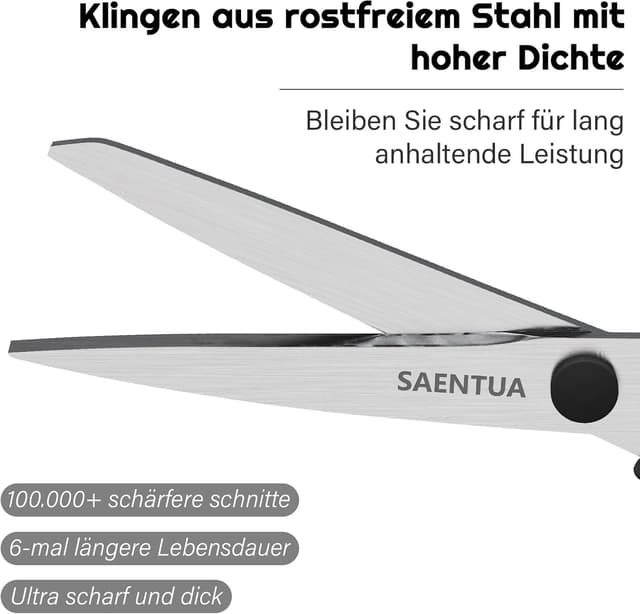 Detalle de Edelstahl Scheren Set (3-teilig) mit 21 cm Schere – ultrascharfe 2,5 mm Klingen, für Rechts- und Linkshänder