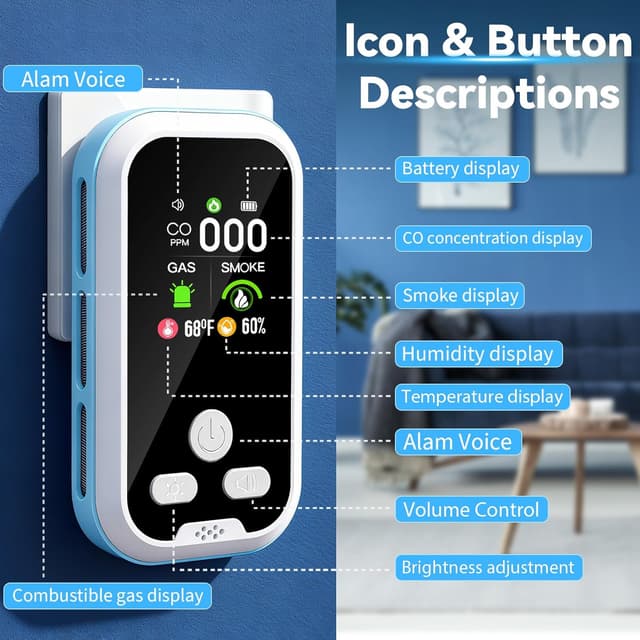 Thumbnail 1 de 6-in-1 Carbon Monoxide Detector 2000mAh đ