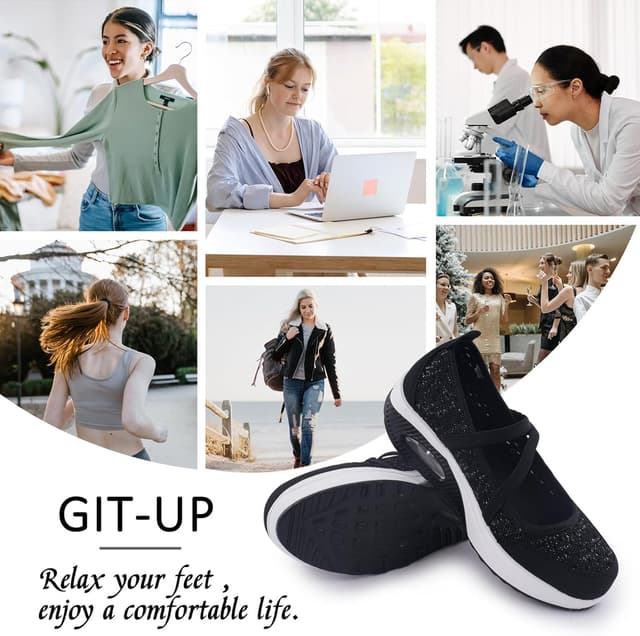 Detalle de Git-up Scarpe da passeggio donna con chiusura regolabile e suola con cuscino d’aria