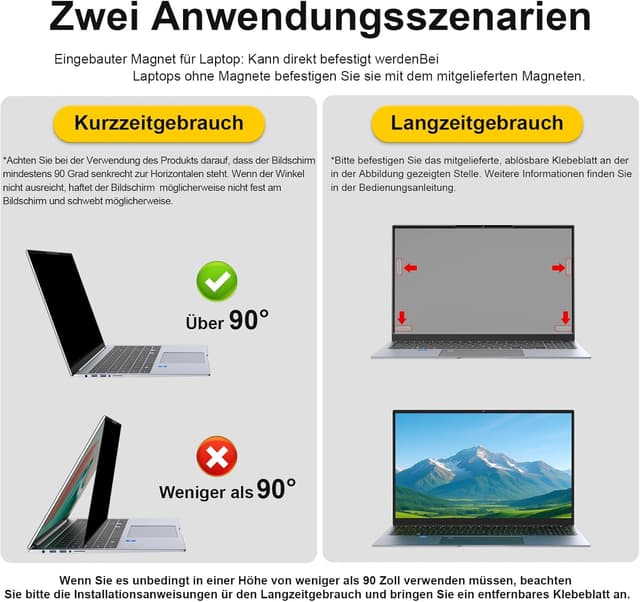 Detalle 2 de STARY magnetische Blickschutzfolie für 14 Zoll (16:10) – abnehmbar, Anti-Spy und Blaulicht-/Blendschutz