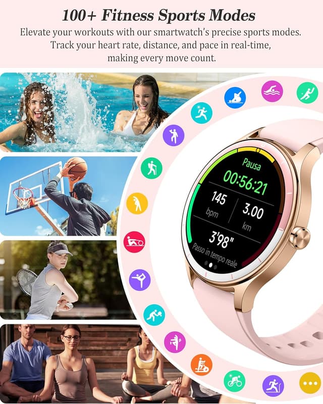 Detalle de ZOSKVEE Smart Watch for Women, Ladies & Men (1.27'' Fitness Watch, 41mm case) with Call & Fitness Tracking
