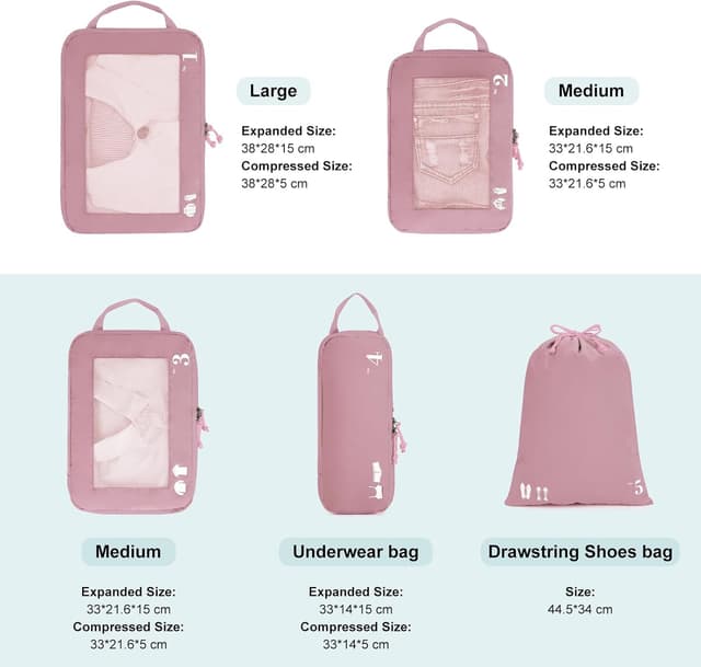 Detalle 2 de ECOHUB Kompression Koffer Organizer Set Rosa