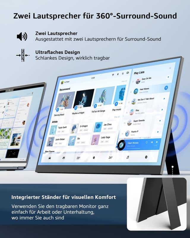 Detalle 2 de Yodoit Portable Monitor (15,6 Zoll, Full HD) mit IPS, USB-C und integrierten Lautsprechern