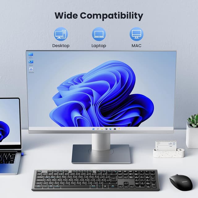 Thumbnail 6 de TECKNET Wireless Keyboard Rechargeable 2.4GHz Silent Full Size (UK QWERTY)