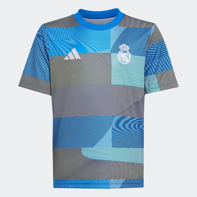 Detalle de adidas Real Madrid CF 2025-2026 camiseta calentamiento niños