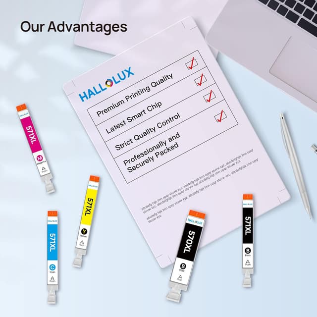 Detalle 2 de HALLOLUX 5-Pack 570XL/571XL Compatible Ink Cartridges for Canon PIXMA (High Yield)