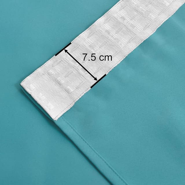 Detalle 2 de JIUZHEN Verdunklungsvorhänge mit Kräuselband, Thermovorhang blickdicht (Türkis) – 2er-Set, H200 × B140 cm