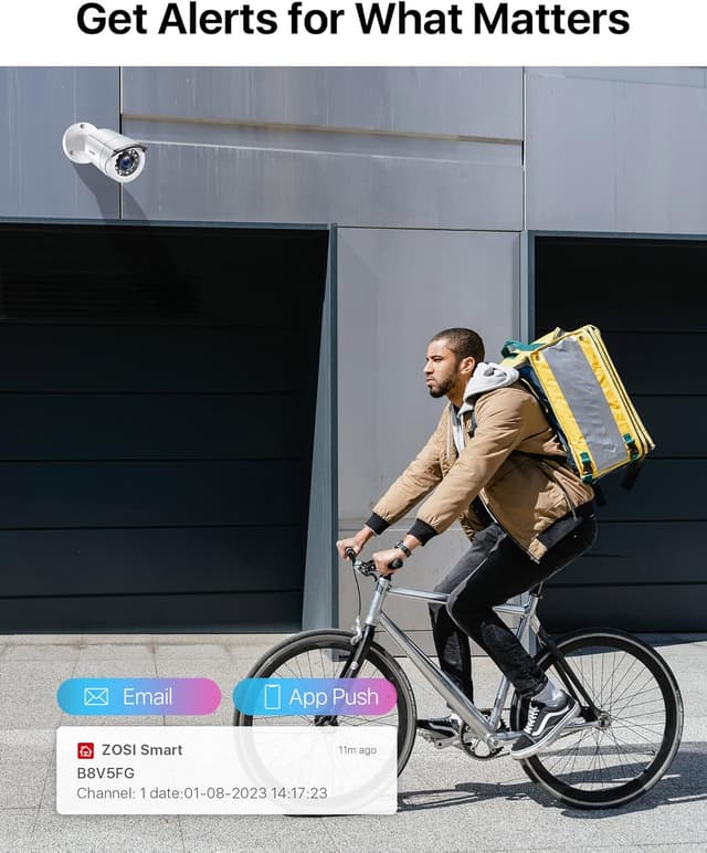 Detalle de Kit videosorveglianza ZOSI 1080p 8CH con 4 telecamere esterne IP66 e DVR H.265+