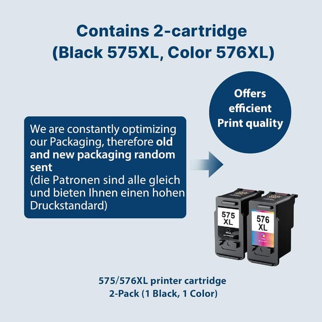 Detalle de PG-575XL & CL-576XL Ink Cartridges Multipack Replacement for Canon 575 576 (1 Black, 1 Colour) for PIXMA TS/ TR printers