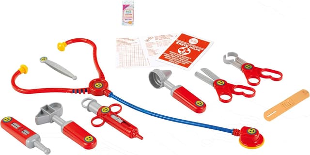 Detalle de Theo Klein 4383 Arztkoffer – 14-teiliges Doktor-Set mit Stethoskop, Thermometer & Tragegriff