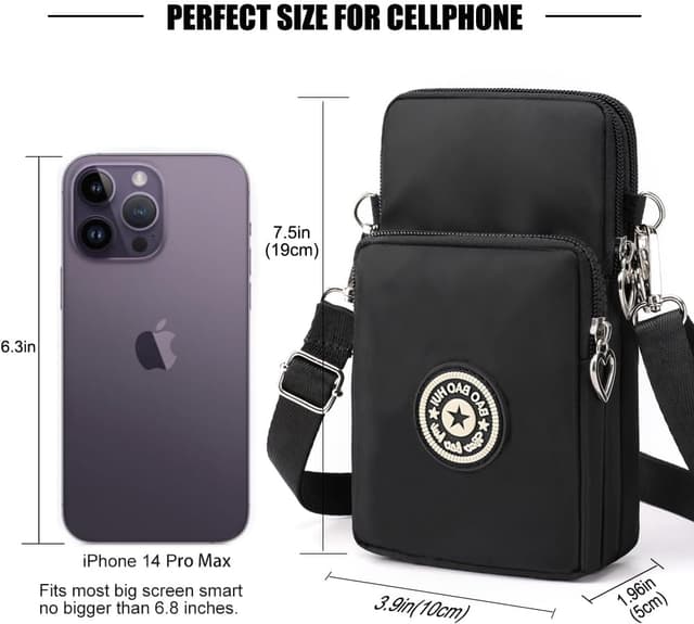 Detalle de DuoLmi kleine Umhängetasche für Damen (Nylon) – Crossbody Handytasche 20 × 10 × 5 cm