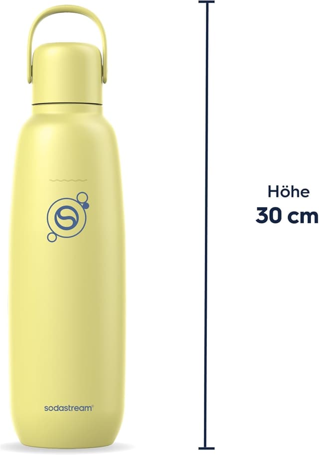 Detalle de SodaStream Fizz & Go Cool Edelstahl-Doppelwandflasche (0,9 L) – isoliert, kompatibel mit Quick-Connect
