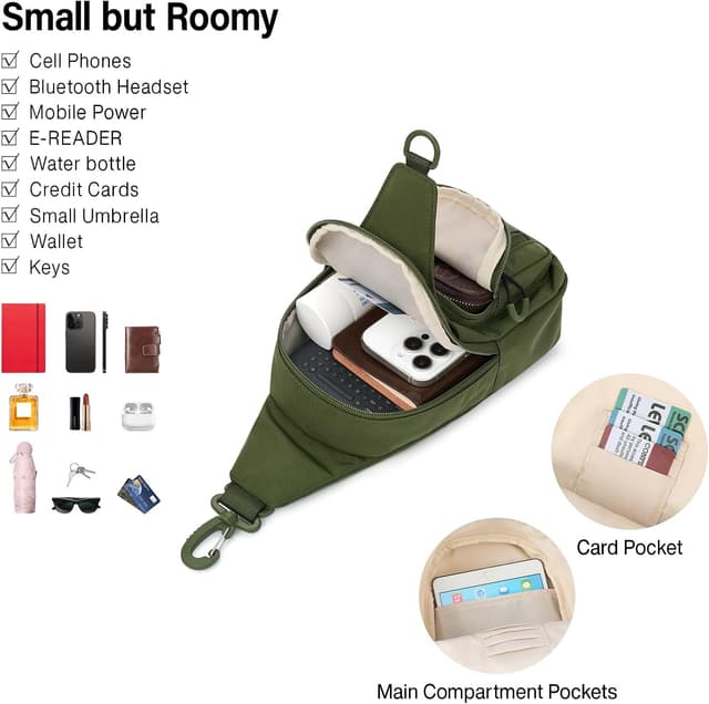 Detalle de Hanke women’s cross body bag – water-resistant, multi-pocket sling for travel, cycling and day trips