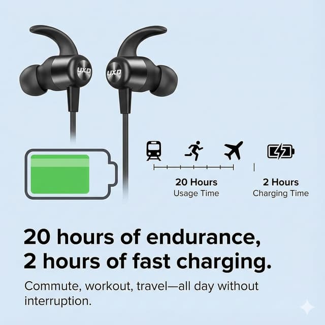 Detalle 2 de UXD Magnetic Neckband Earphones 20H