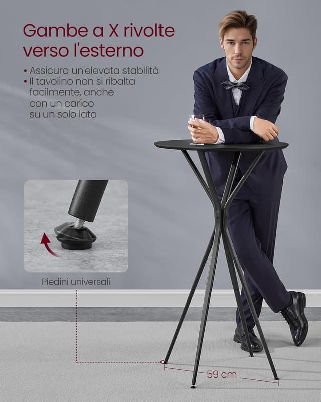 Thumbnail 4 de VASAGLE LBT024W01 Tavolo alto 60 x 60 x 105 cm