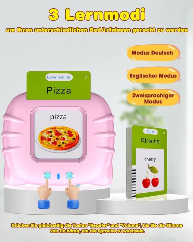 Detalle de Sprechende Flash-Karten (Standard Deutsch, 255 Blätter) – 510 Wörter, 3 Sprachmodi, für Kleinkinder 2–4 Jahre